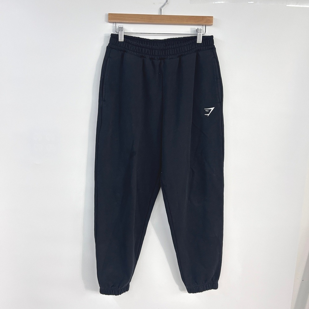 Gymshark Joggers Small Black Fleece Tapered Sweatpants Gym Workout Athleisure